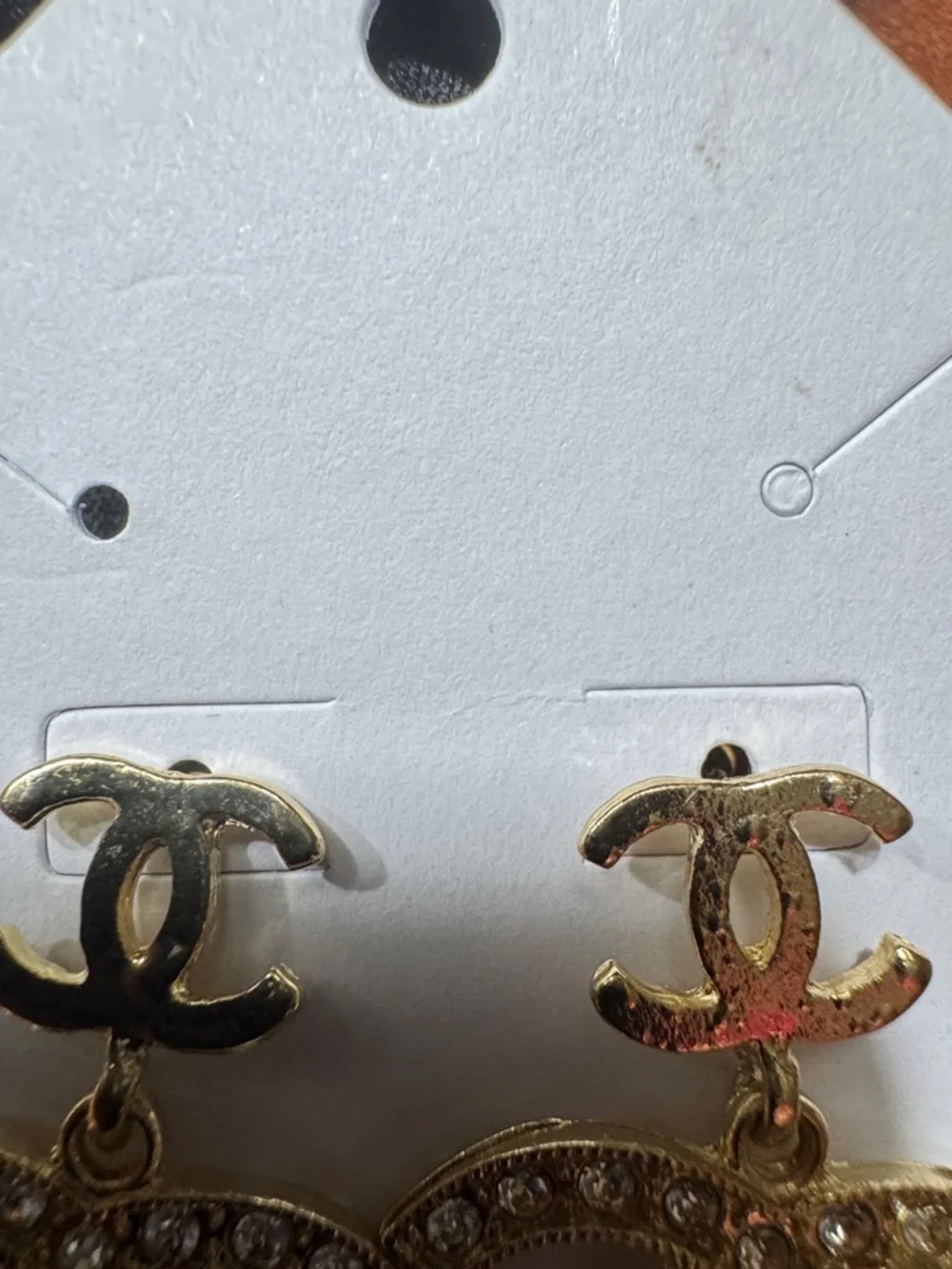 Gold-Tone Crystal Interlocking CC Drop Earrings